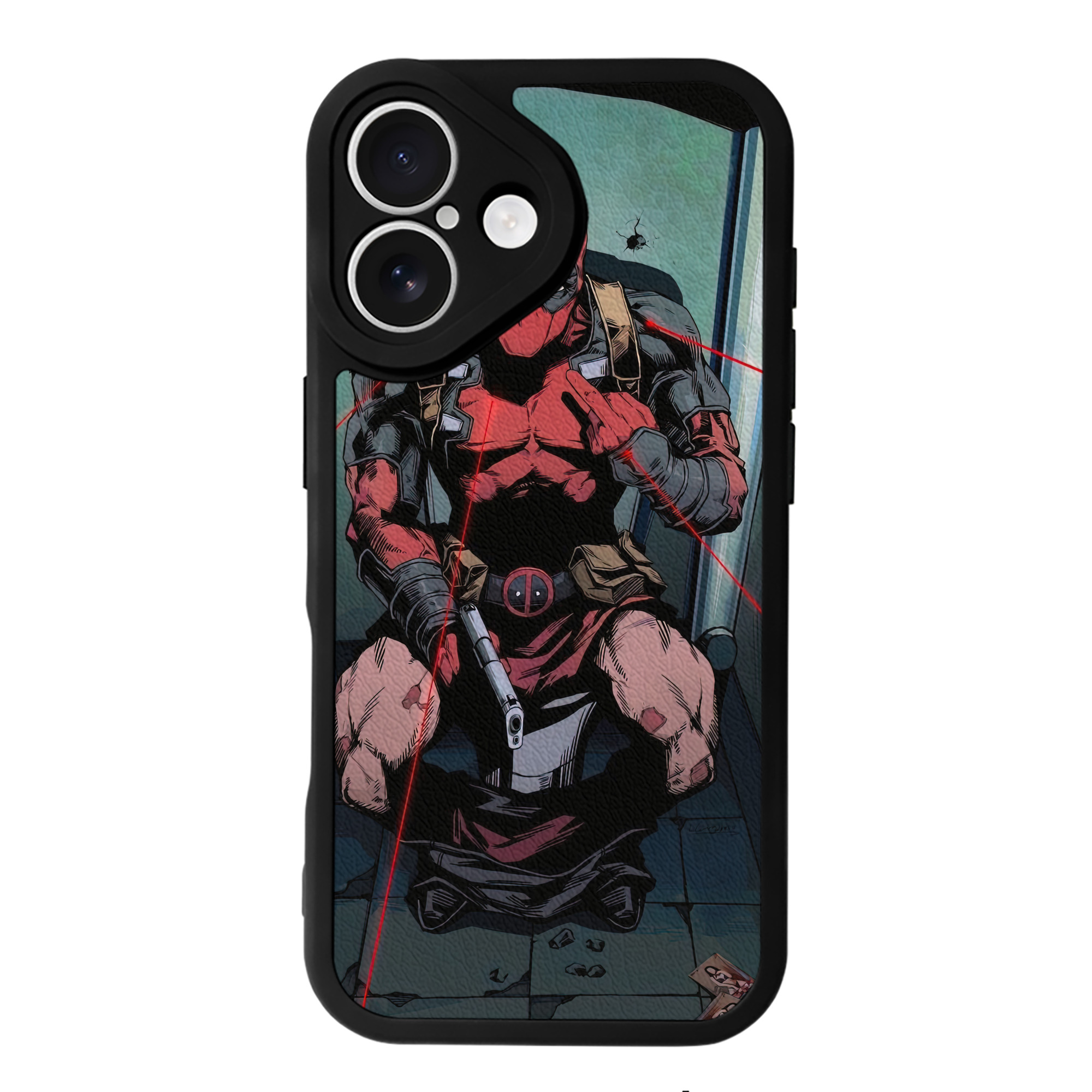 （画像用） Deadpool デッドプール 【iPhone 16シリーズ対応】シリコンスマホケース（レザー調） 材質：シリコン